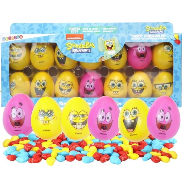 Easter Eggs Nickelodeon SpongeBob SquarePants 14 Printed W Candy Pineapples New - Picture 3 of 6